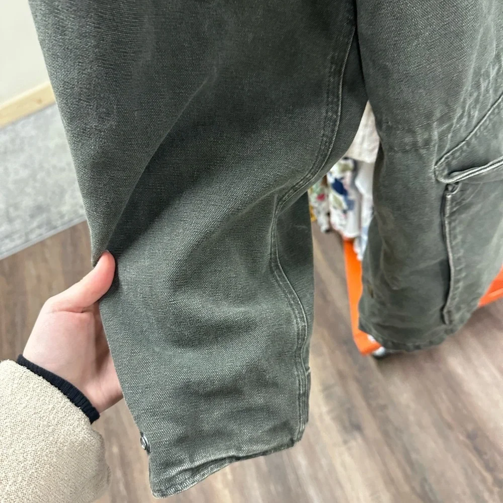 Vintage Carhartt green C52 MOS jacket blanket lined corduroy collar barn jacket - Picture 4 of 14